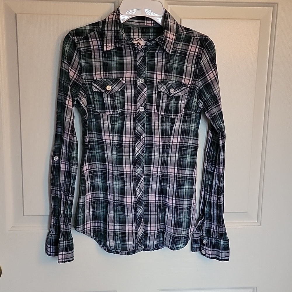 SO, buttondown young women's/ teens XS plaid shirt.
